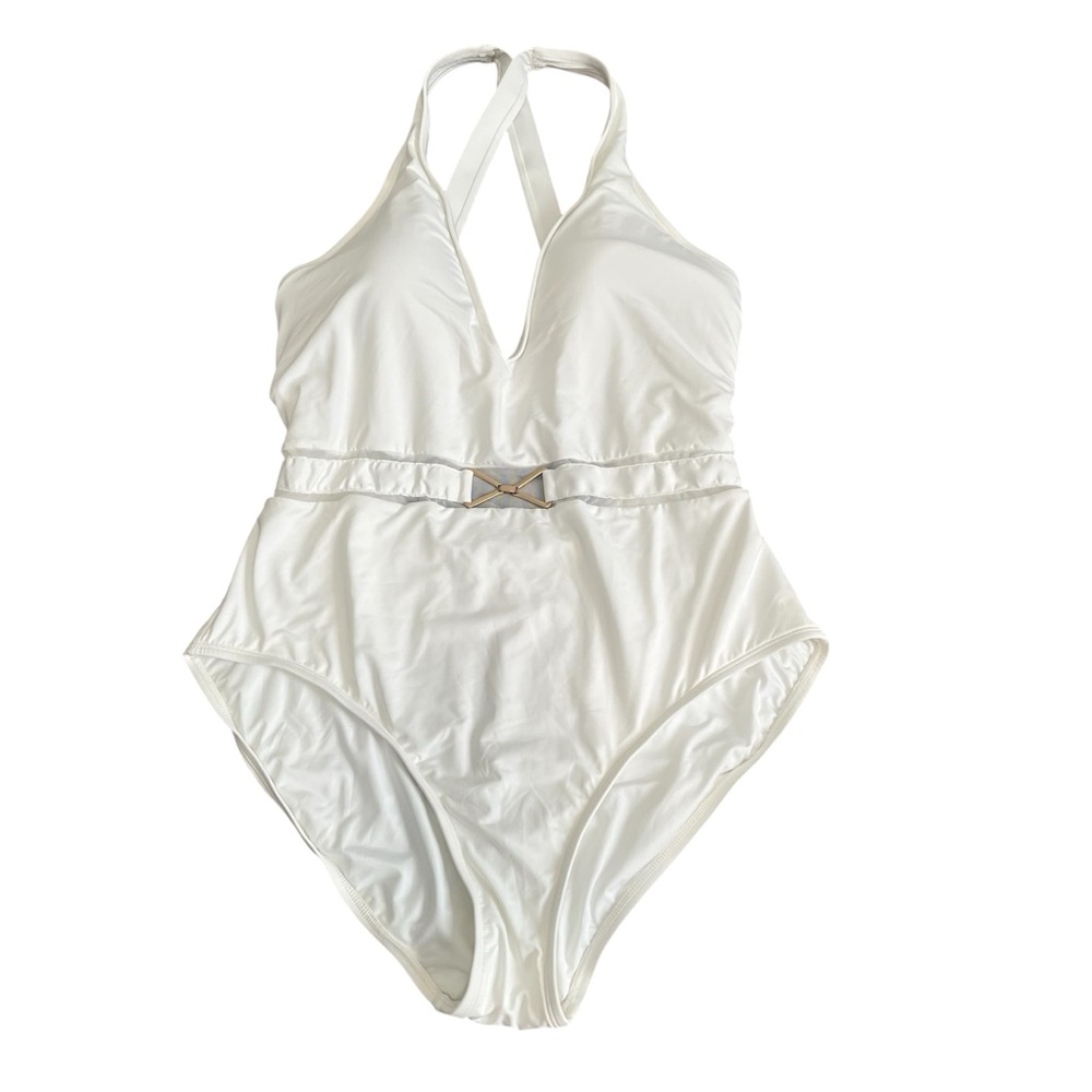 La Blanca US size 16 women’s white cross back one piece swimsuit